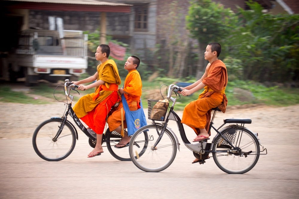 Fahrradfahrer in Laos