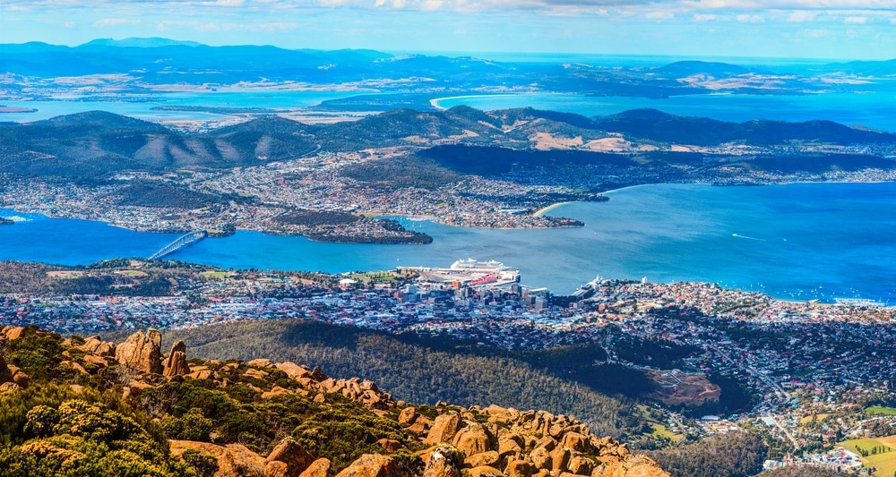 Panoramablick auf Hobart in Tasmanien
