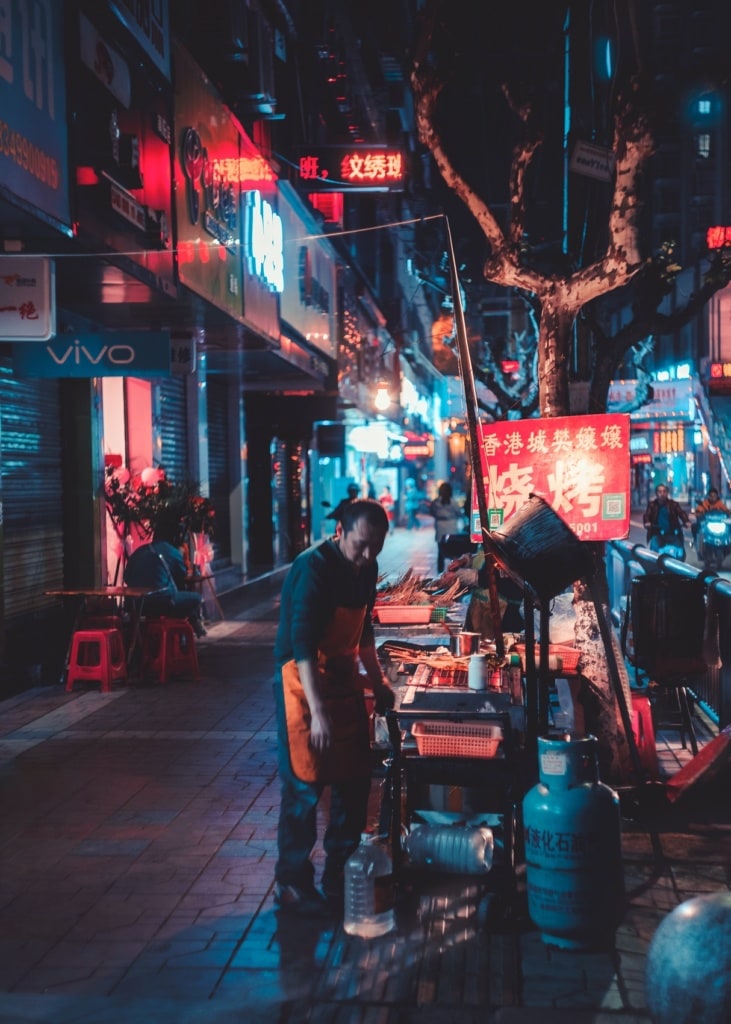 Streetfood in den Straßen Hongkong.