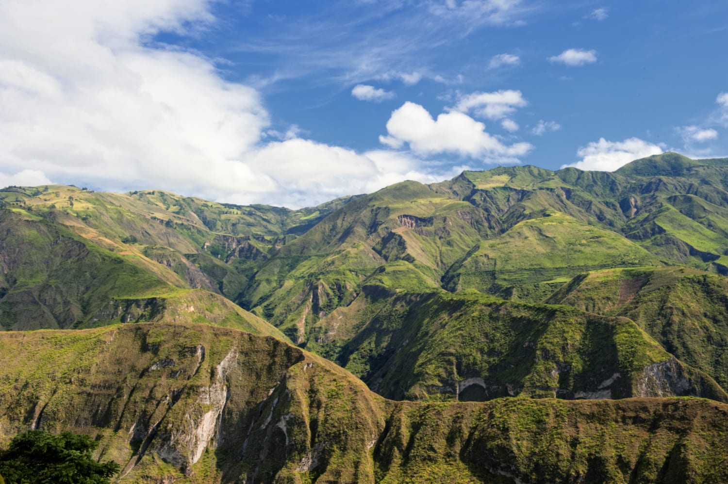 Sonniges landschaftsbild der Anden in Ecuador