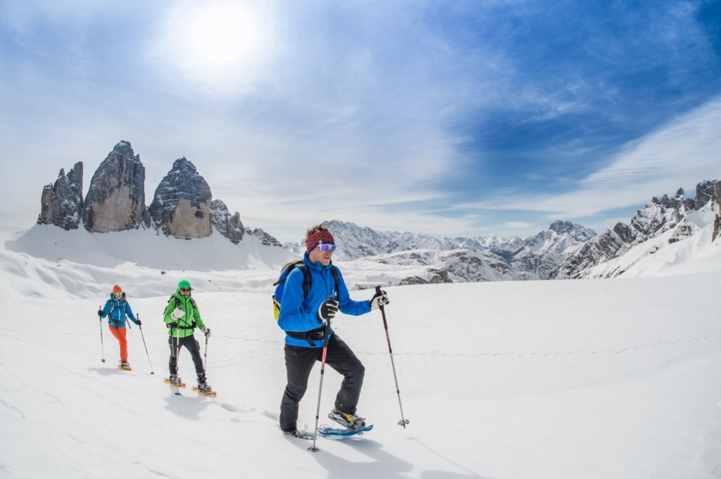 Schneeschuhwandern in den Dolomiten in Südtirol