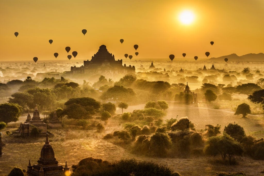 Heißluftballon,Myanmar,Bagan