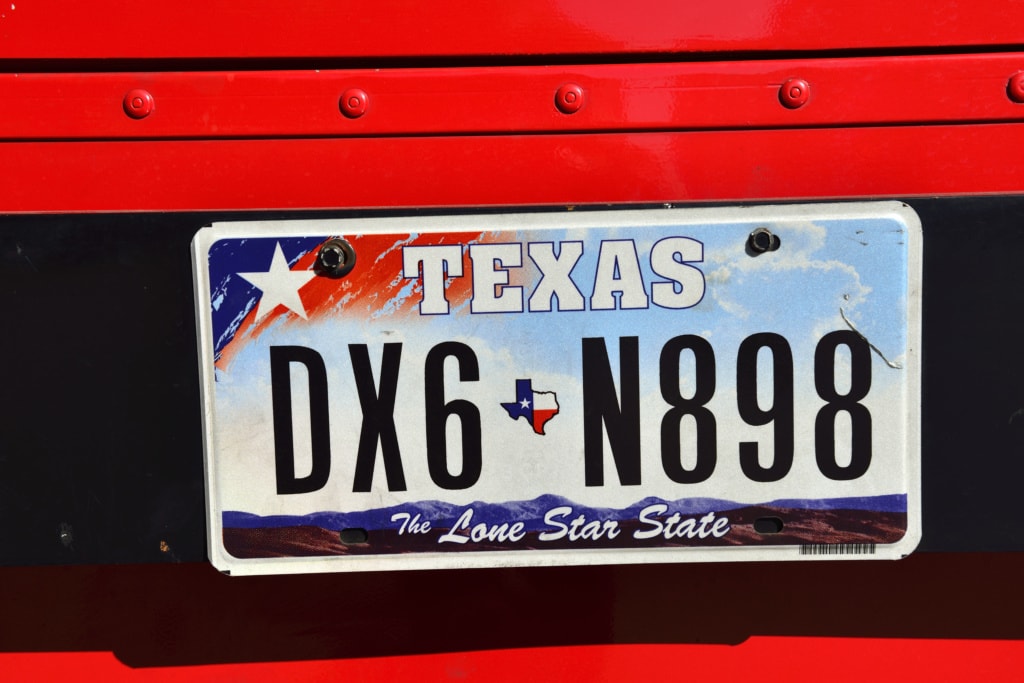 Autokennzeichen, Texas, USA