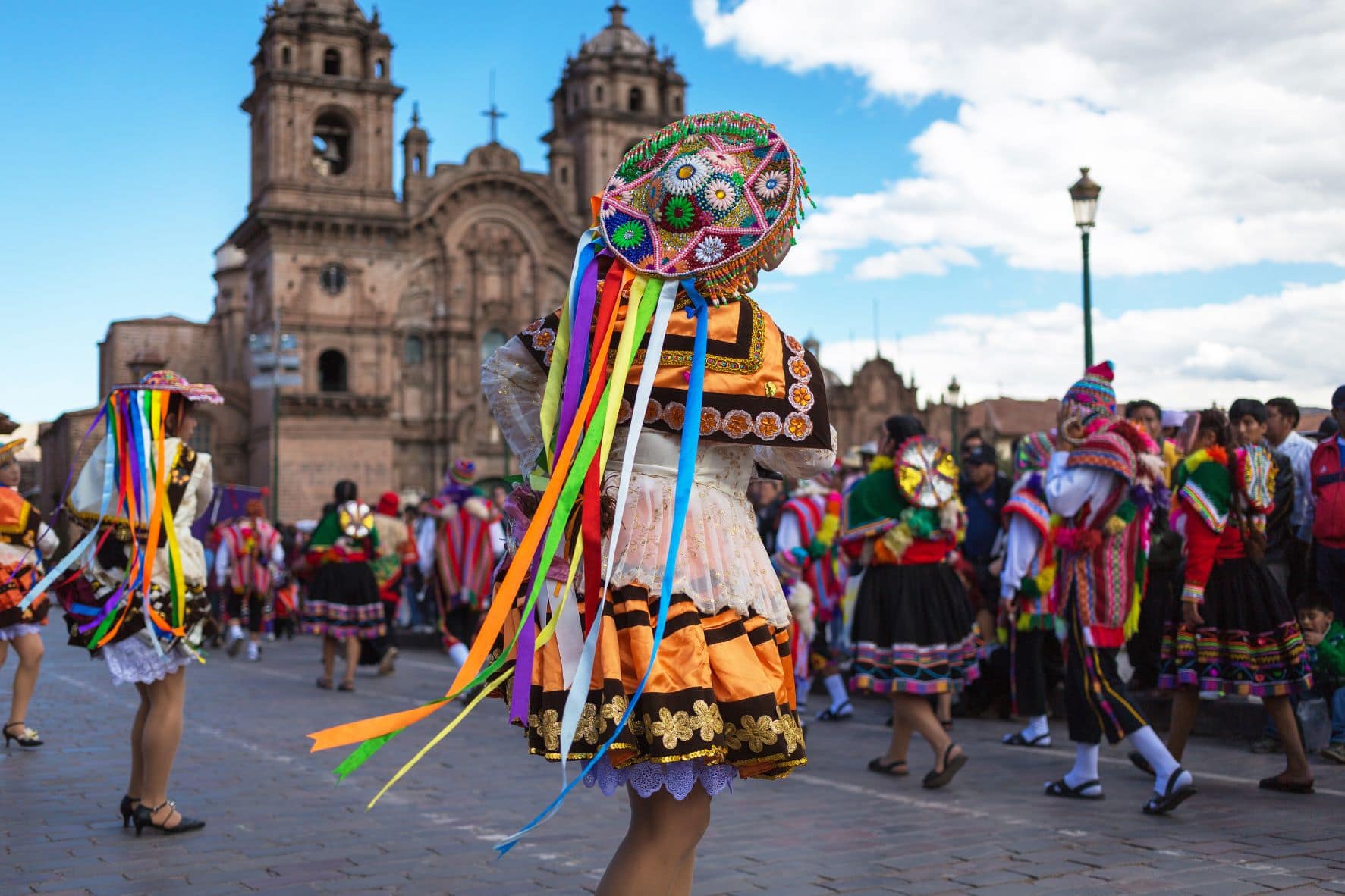 Teilnehmer am Karnevalsumzug in Cusco, Peru