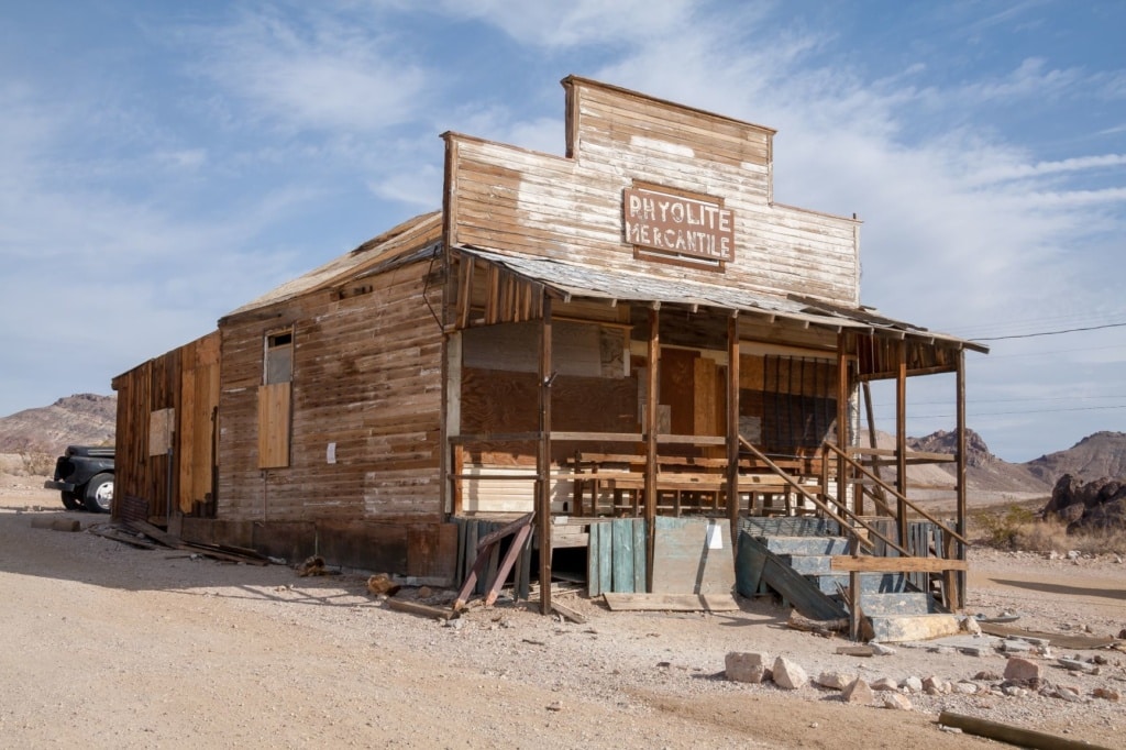 Verlassenes Haus in der Geisterstadt Rhyolite in Arizona