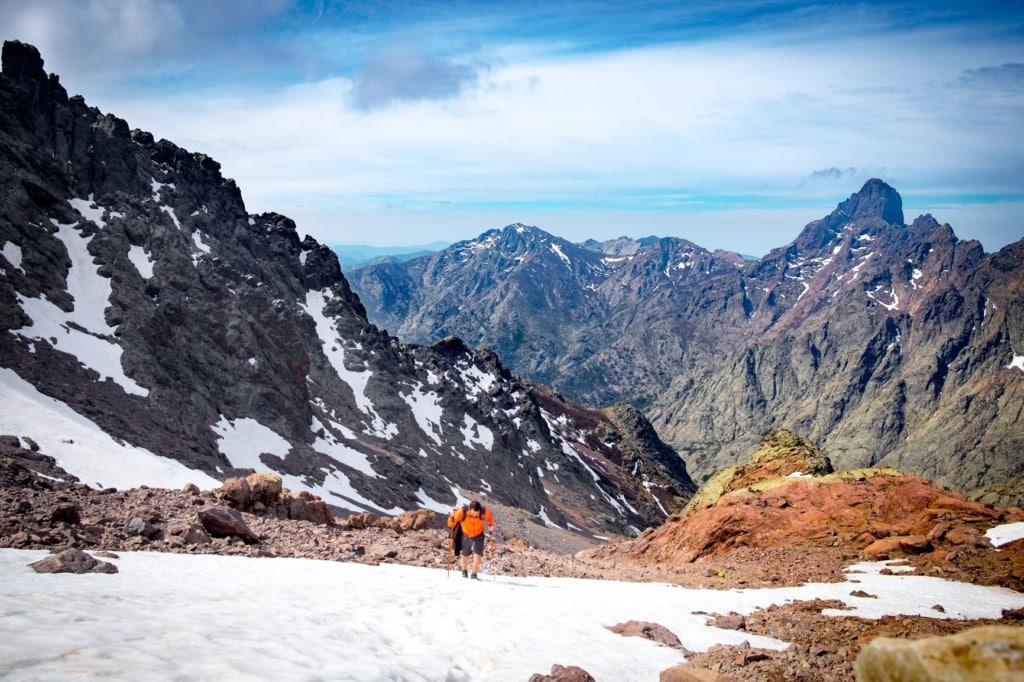 Wanderer auf dem Monte Cinto auf Korsika