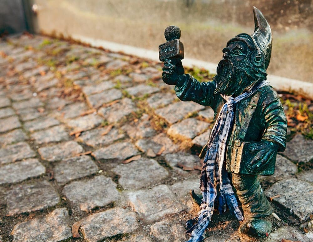 Gnome Bronze-Statue in Breslau, Polen