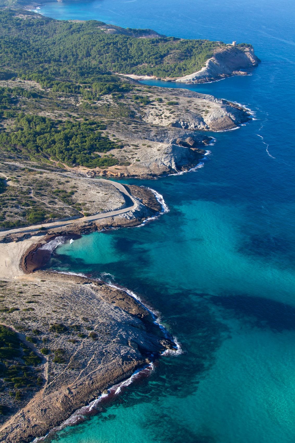 Strand Cala Torta aus Vogelperspektive