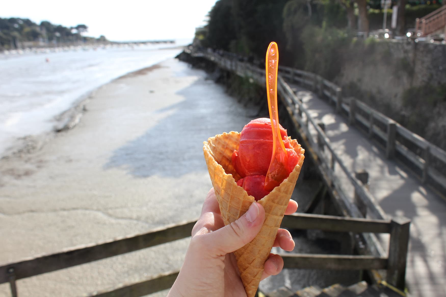 Eiscreme in La Fraiseraie in Pornic Frankreich