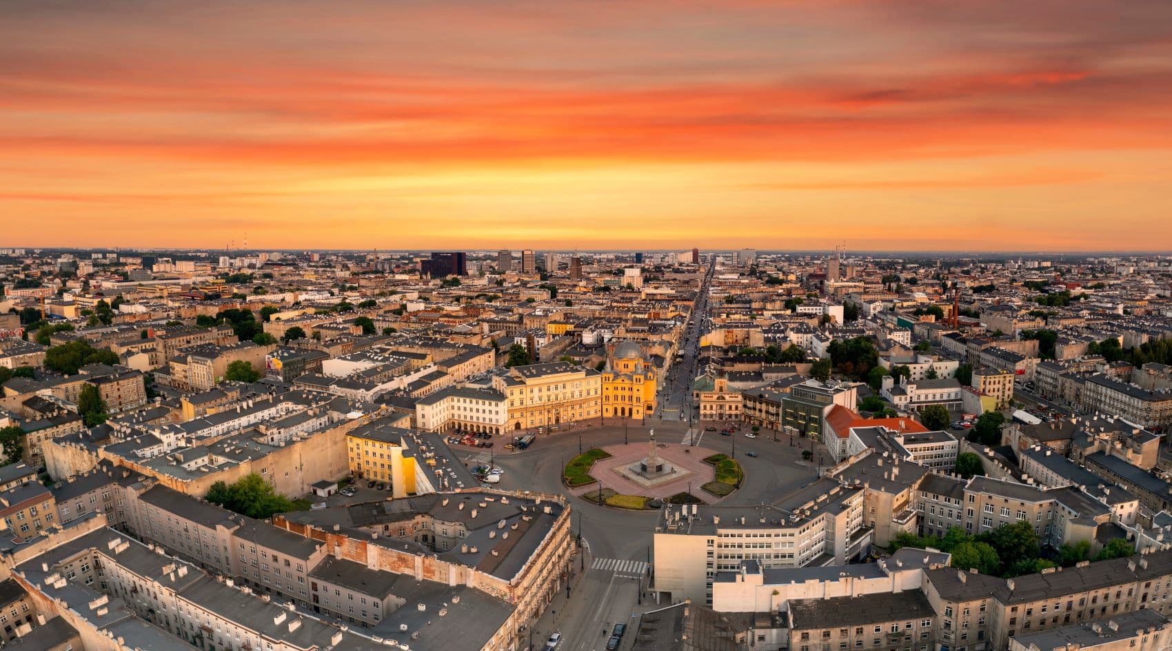 Panoramablick auf Stadt Lodz in Polen