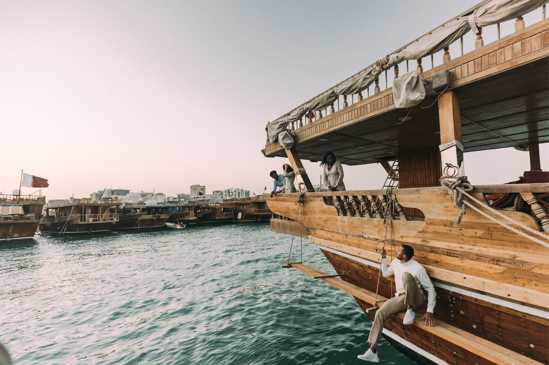 Dhow-Harbour-Schifffahrt in Doha, Katar 