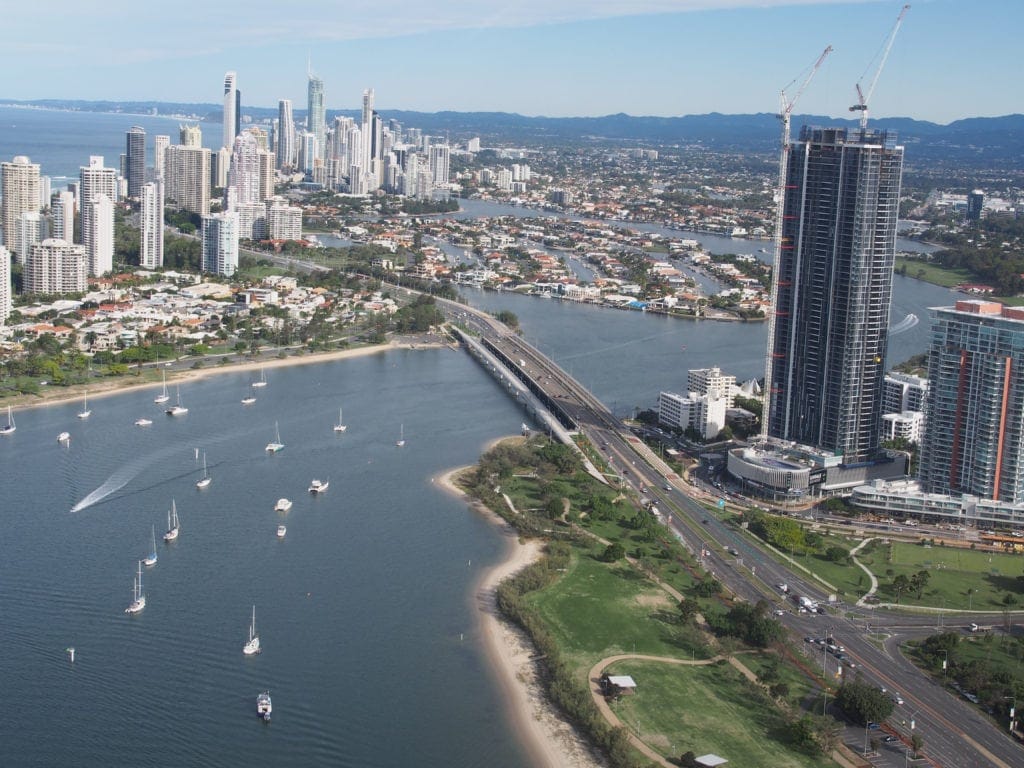Blick von der SkyPoint-Observation-Deck auf Skyline von Golden Coast 