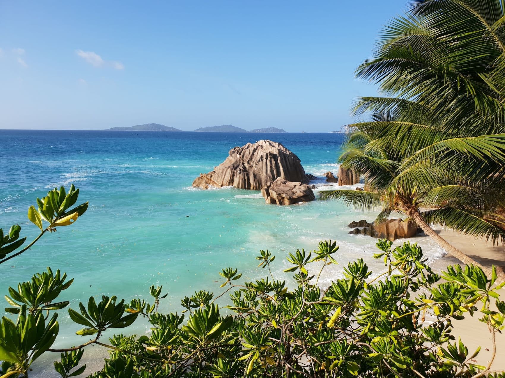 Strand auf Insel La Digue, Seychellen 