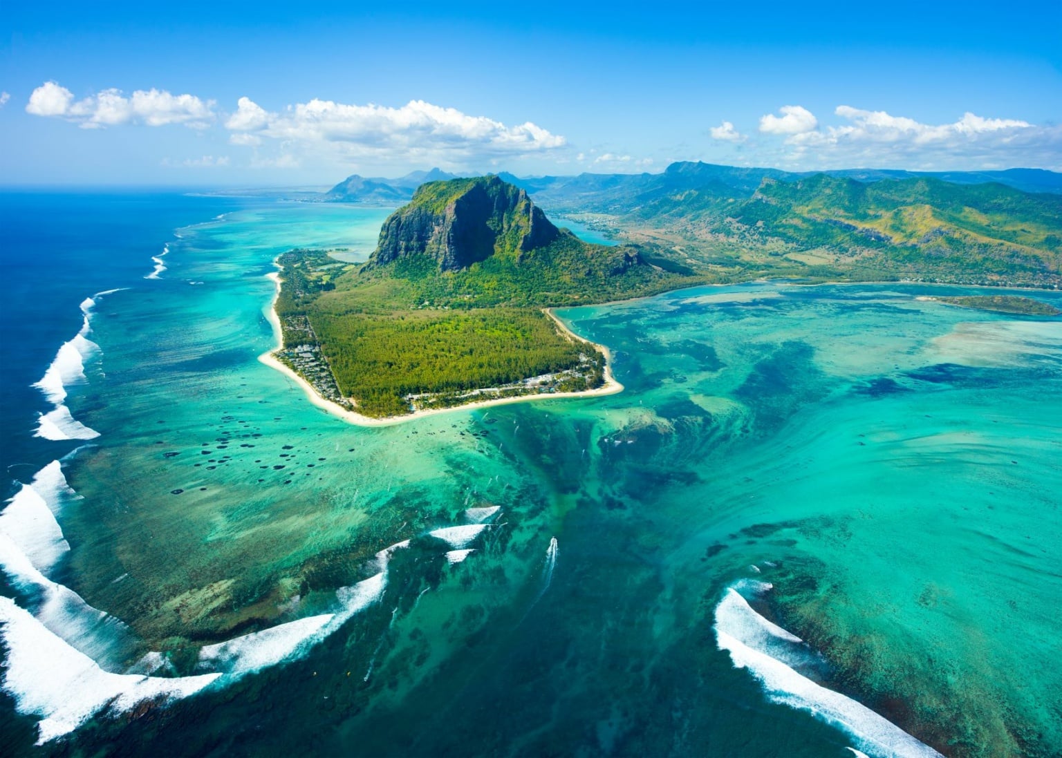 Vogelperspektive auf Insel Mauritius