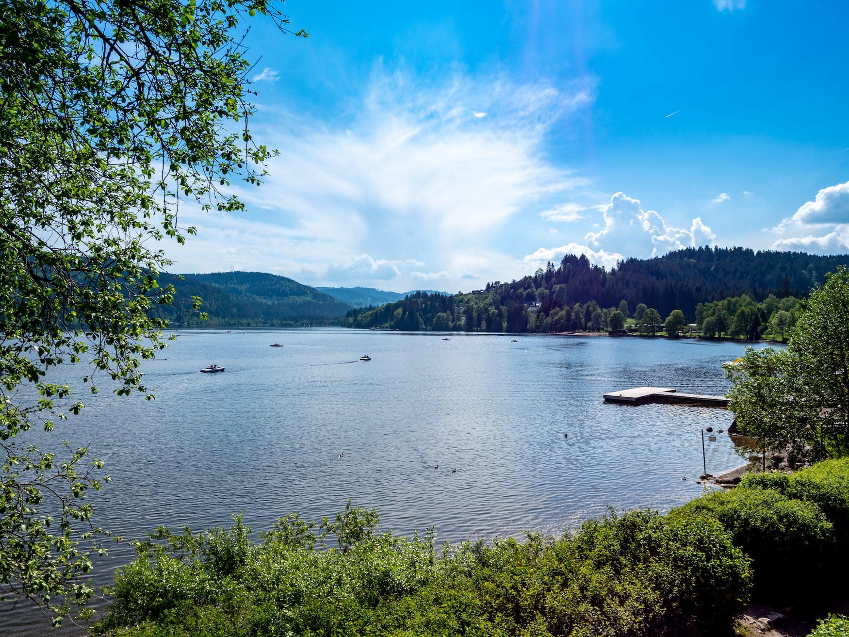 Titisee an einem sonnigen Tag im Urlaub