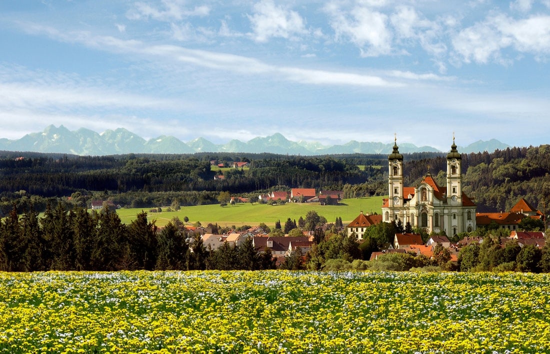 Ortansicht auf Ottobeuren im Allgäu