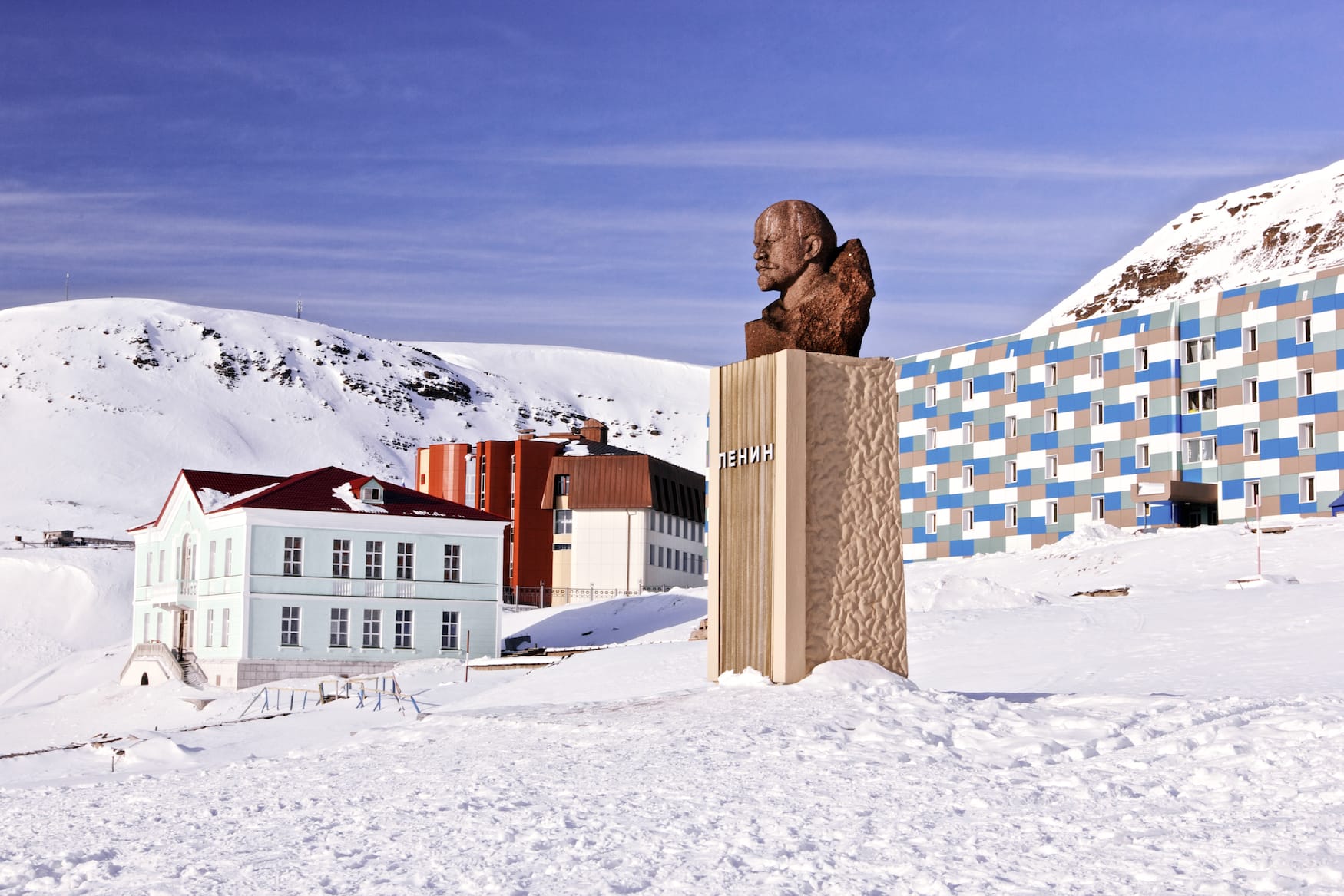 Lenin-Statue in Barentsburg bei Spitzbergen in Norwegen