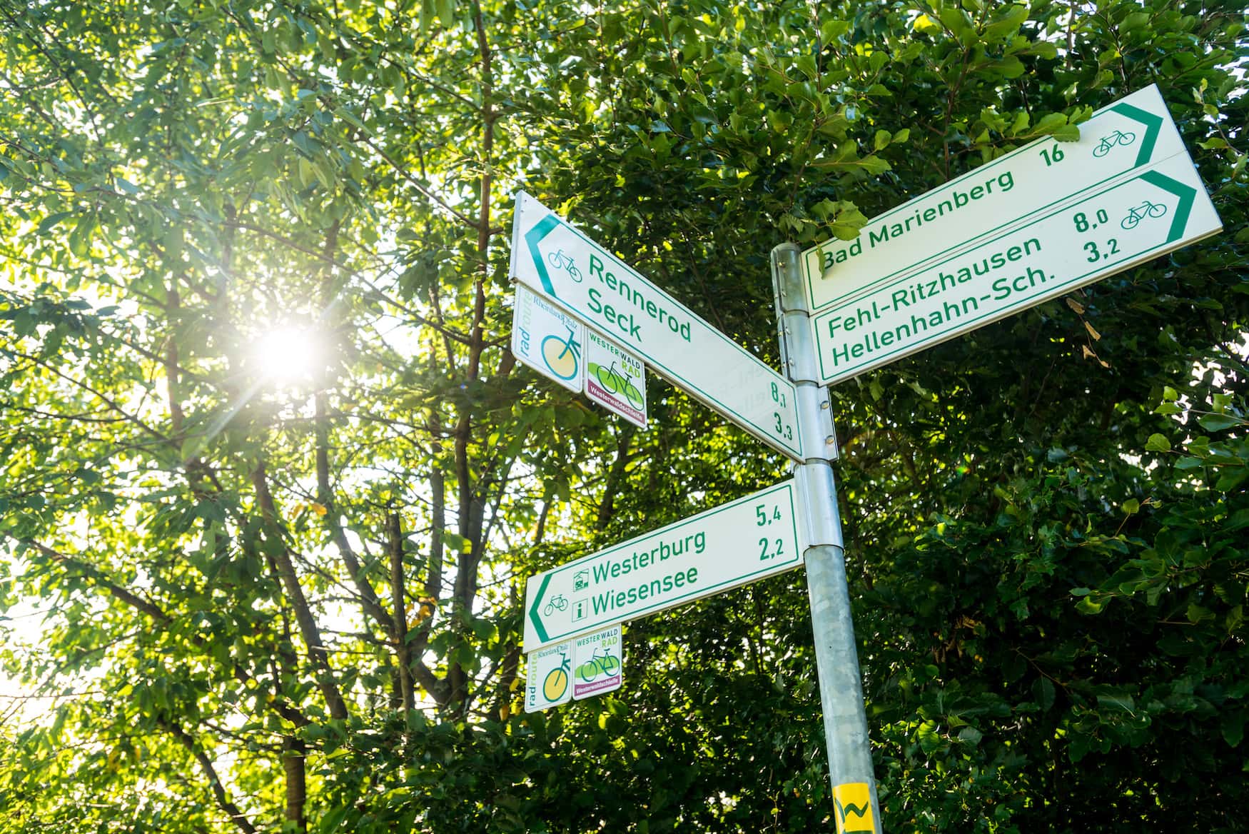 Radwegbeschilderung an der Westerwaldschleife