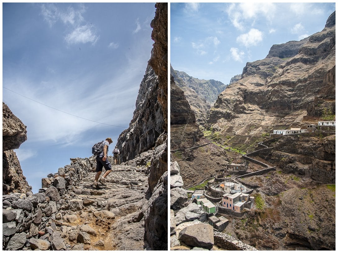 Steiler Wanderweg an der Küste der Kapverden