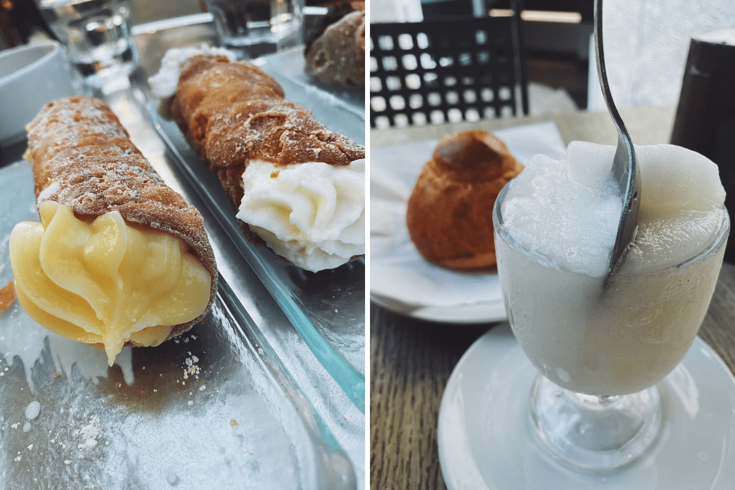 Granita und Cannoli sind zwei typische Süßspeisen auf Sizilien