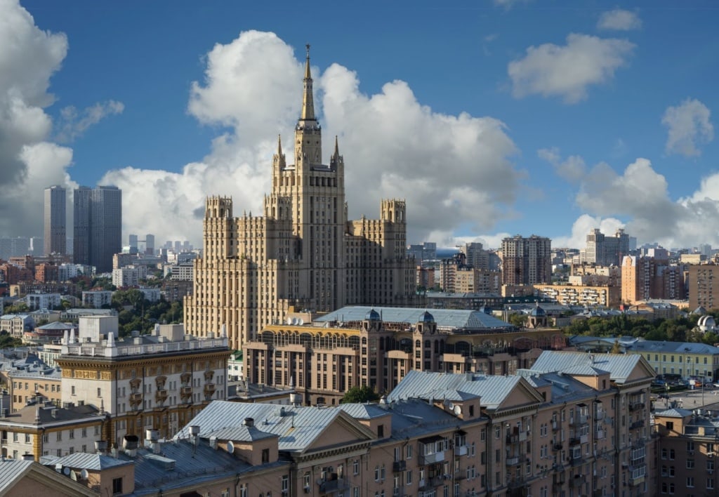Blick auf das Gebäude des russischen Außenministeriums in Moskau