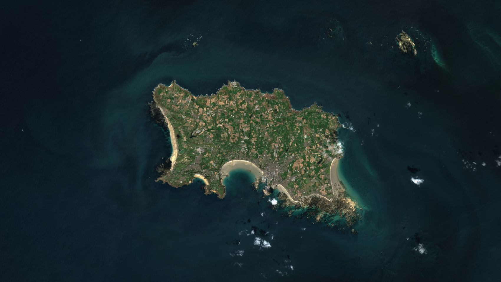 Jersey Island im Ärmelkanal auf einem Satellitenbild aufgenommen