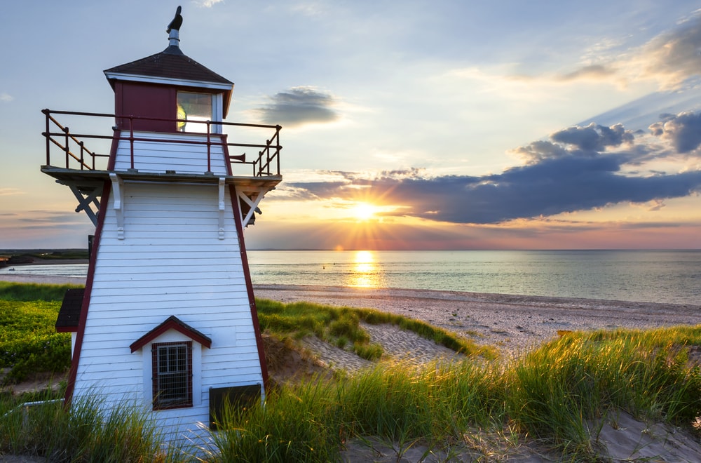 Leuchtturm im Sonnenuntergang auf Prince Edward Island
