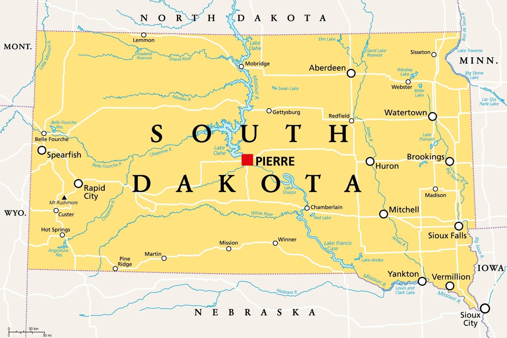 Karte von South Dakota 