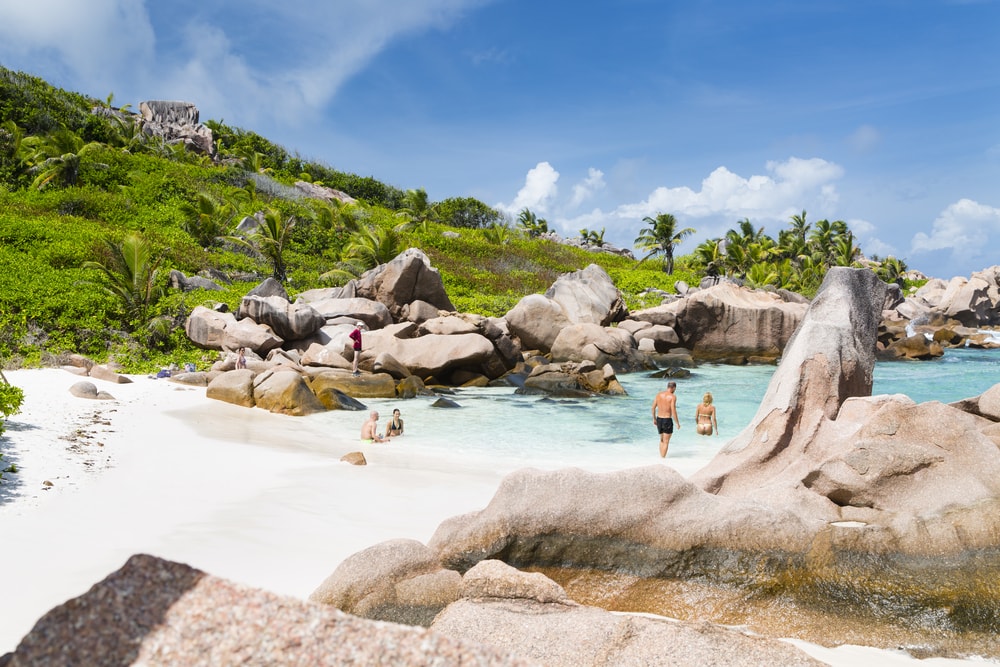 Anse-Cocos-Strand auf der Seychellen-Insel La Digue