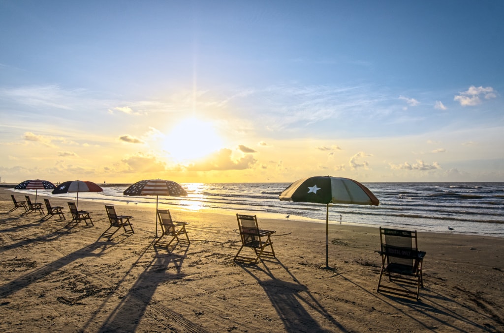 Küste von Texas: Strand auf Galveston Island