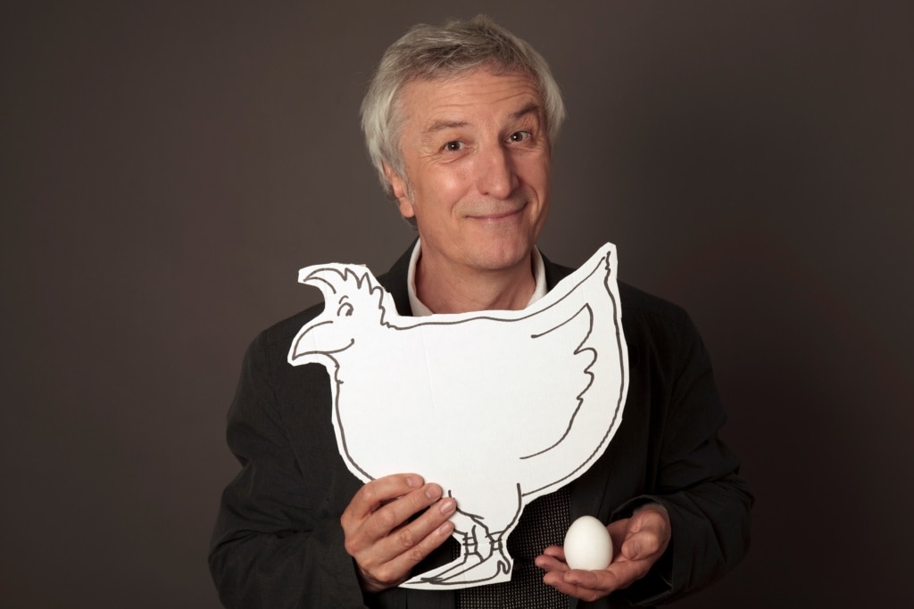Peter Gaymann mit Papphuhn
