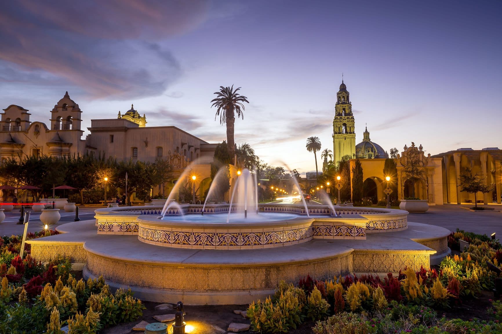 San Diegos Balboa Park bei Dämmerung