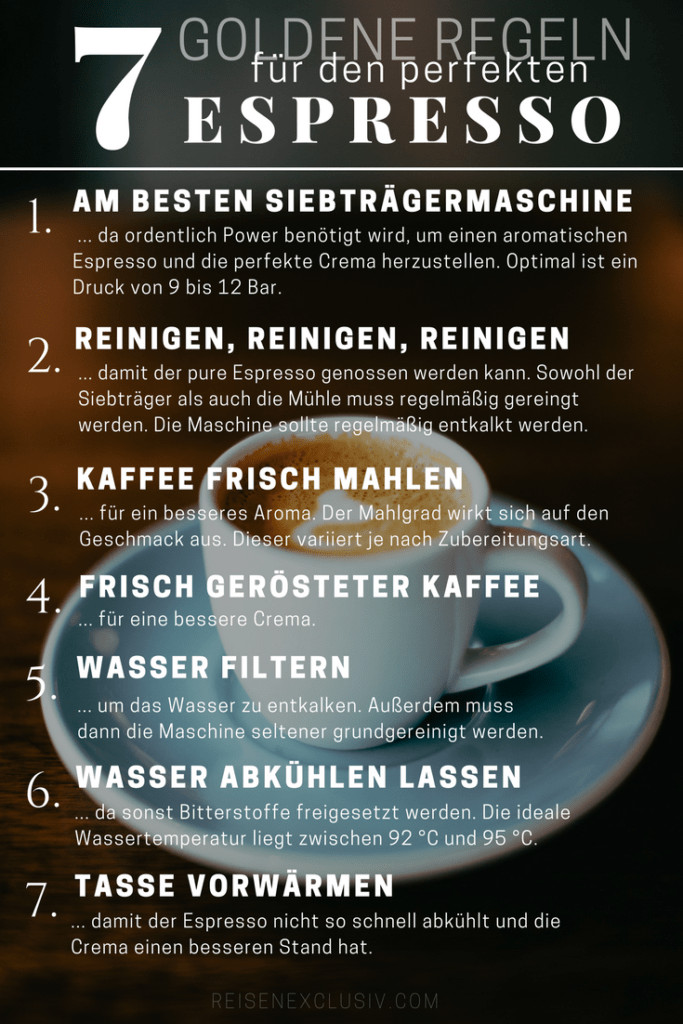 Sieben goldene Regeln für den perfekten Espresso