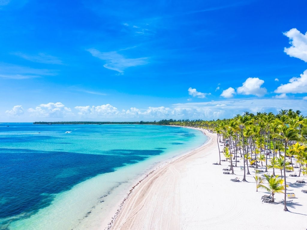 Der Strand Bavaro an der Punta Cana in der Dom Rep