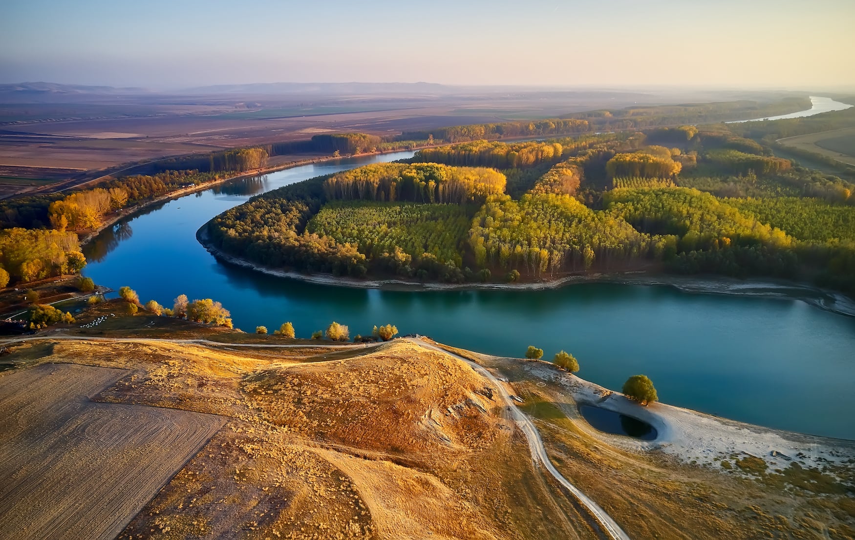 Donaudelta in Rumänien bei Sonnenuntergang