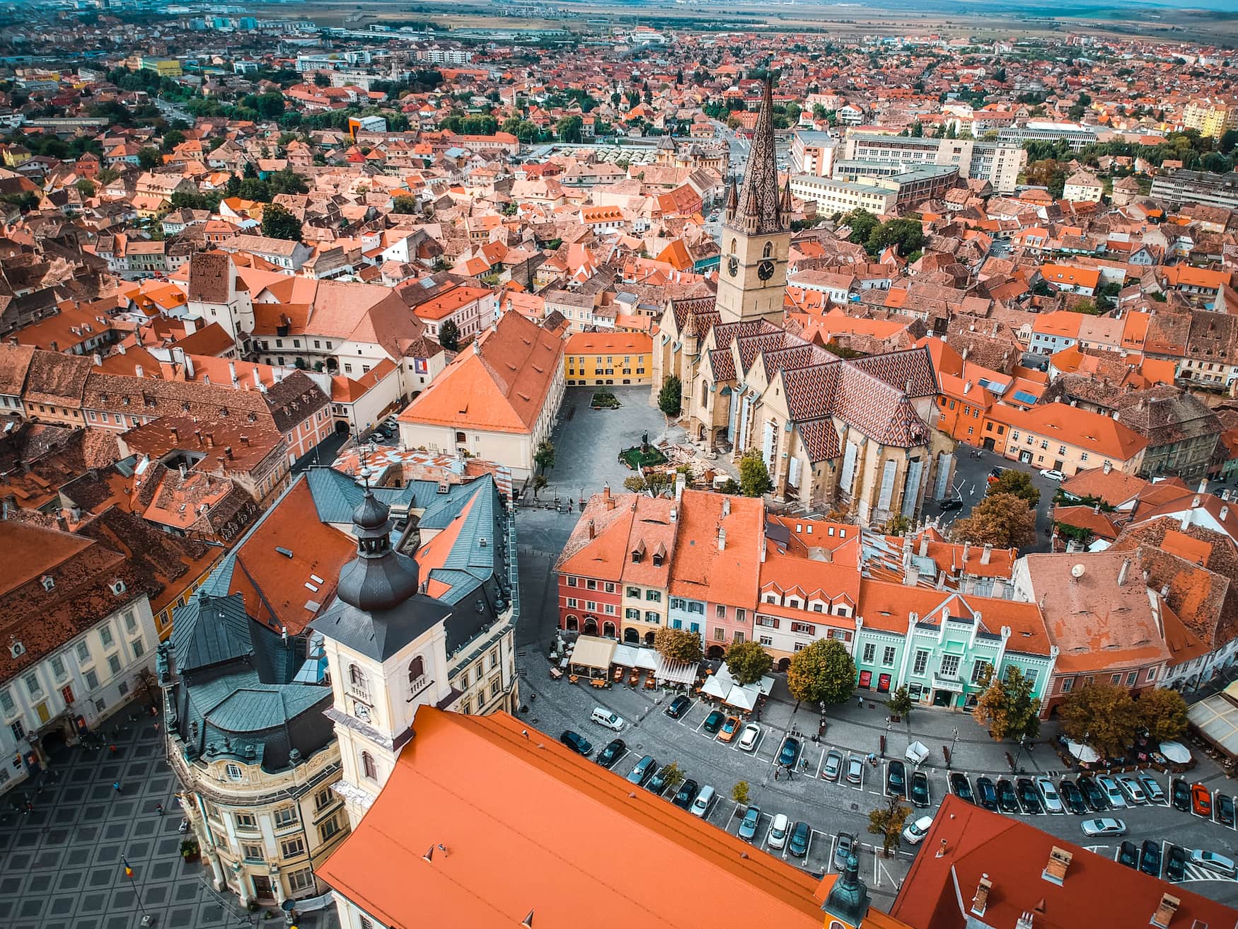 Blick über die Altstadt von Sibiu in Rumänien