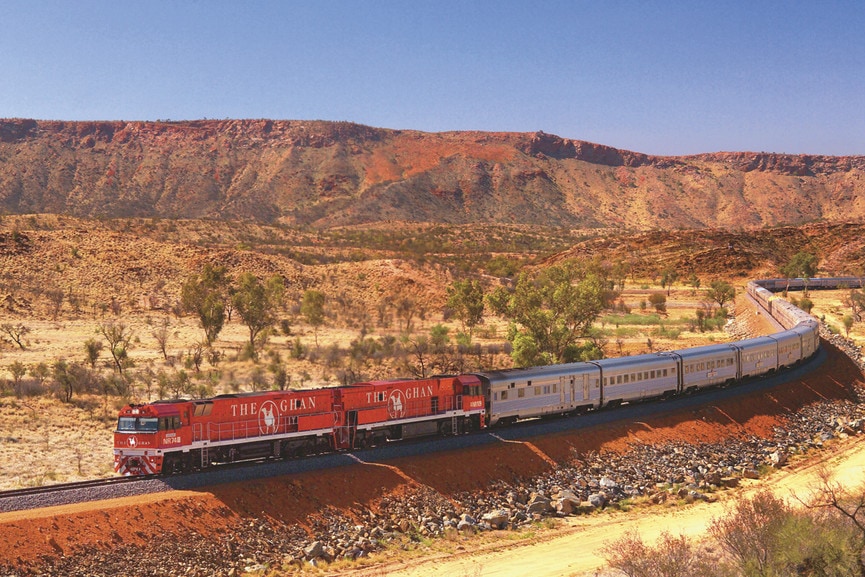Zugfahrt in Alice Springs: unterwegs mit dem The Ghan