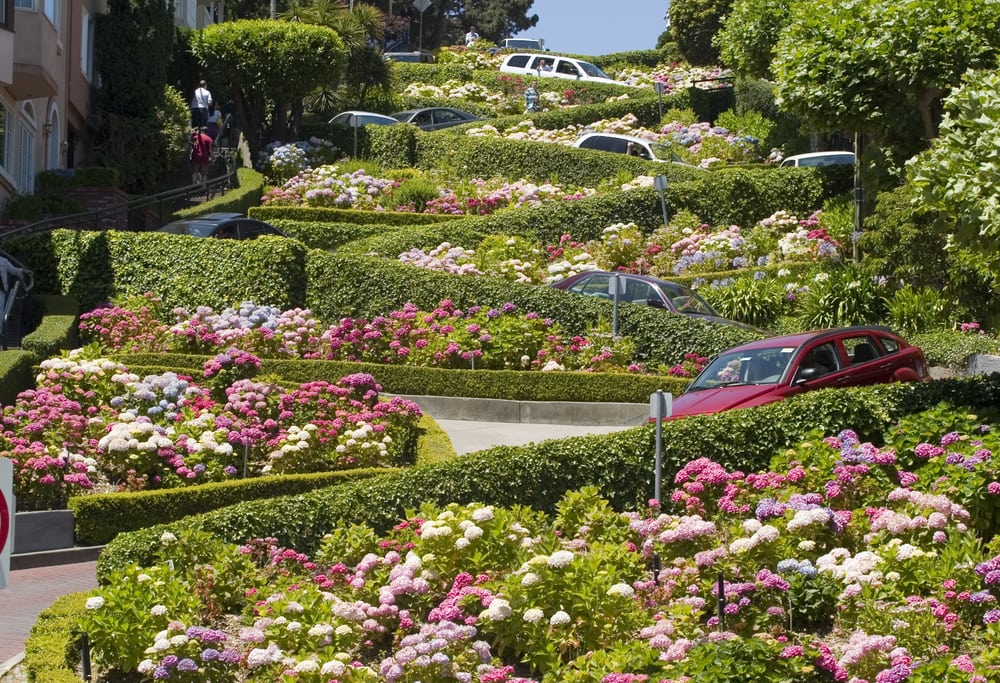 Autos auf der Lombard Street in San Francisco