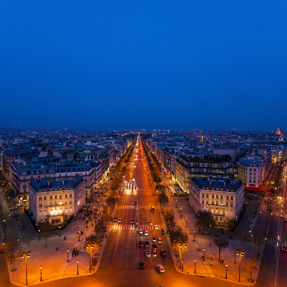 Champs-Elysées in Paris aus der Luft