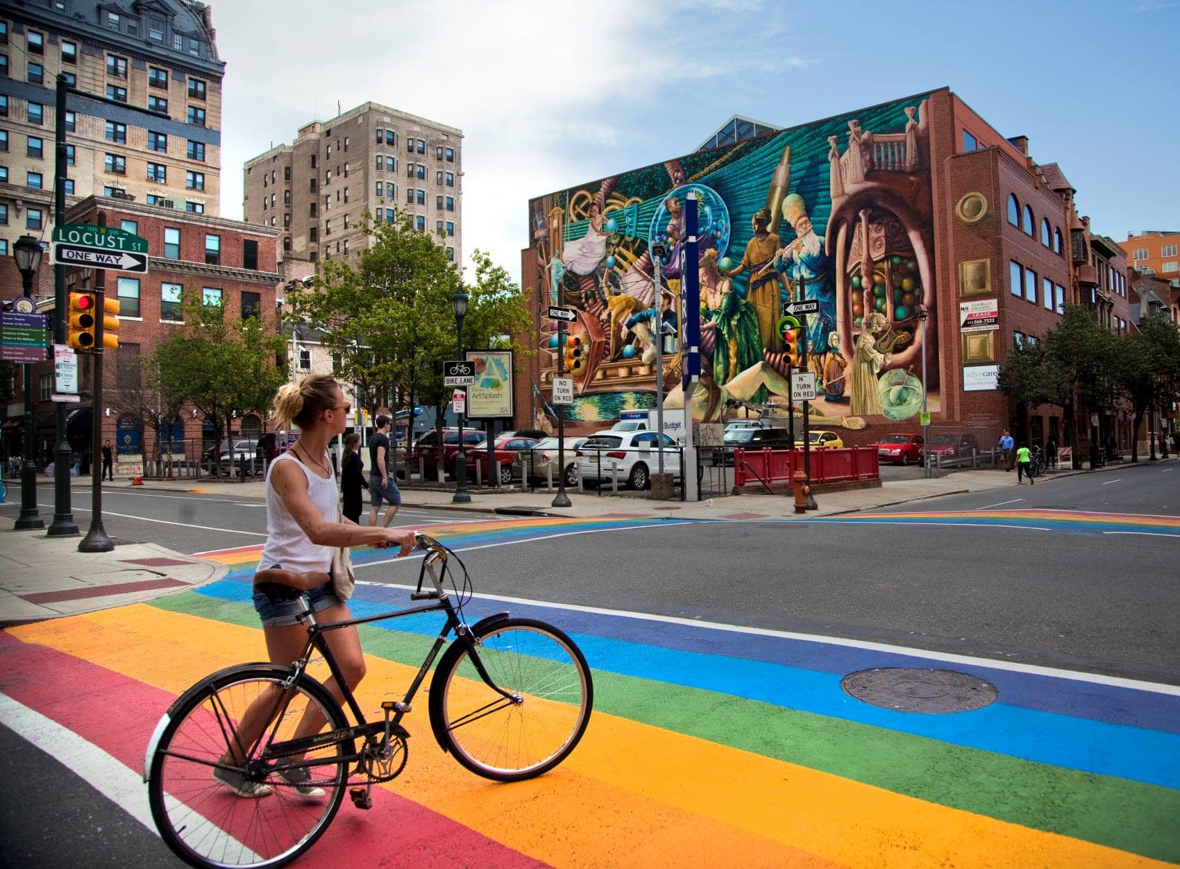 Regenbogen-Zebrastreifen Frau Philadelphia