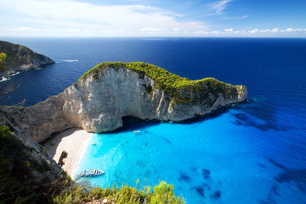 Navagio Beach aus der Vogelperspektive