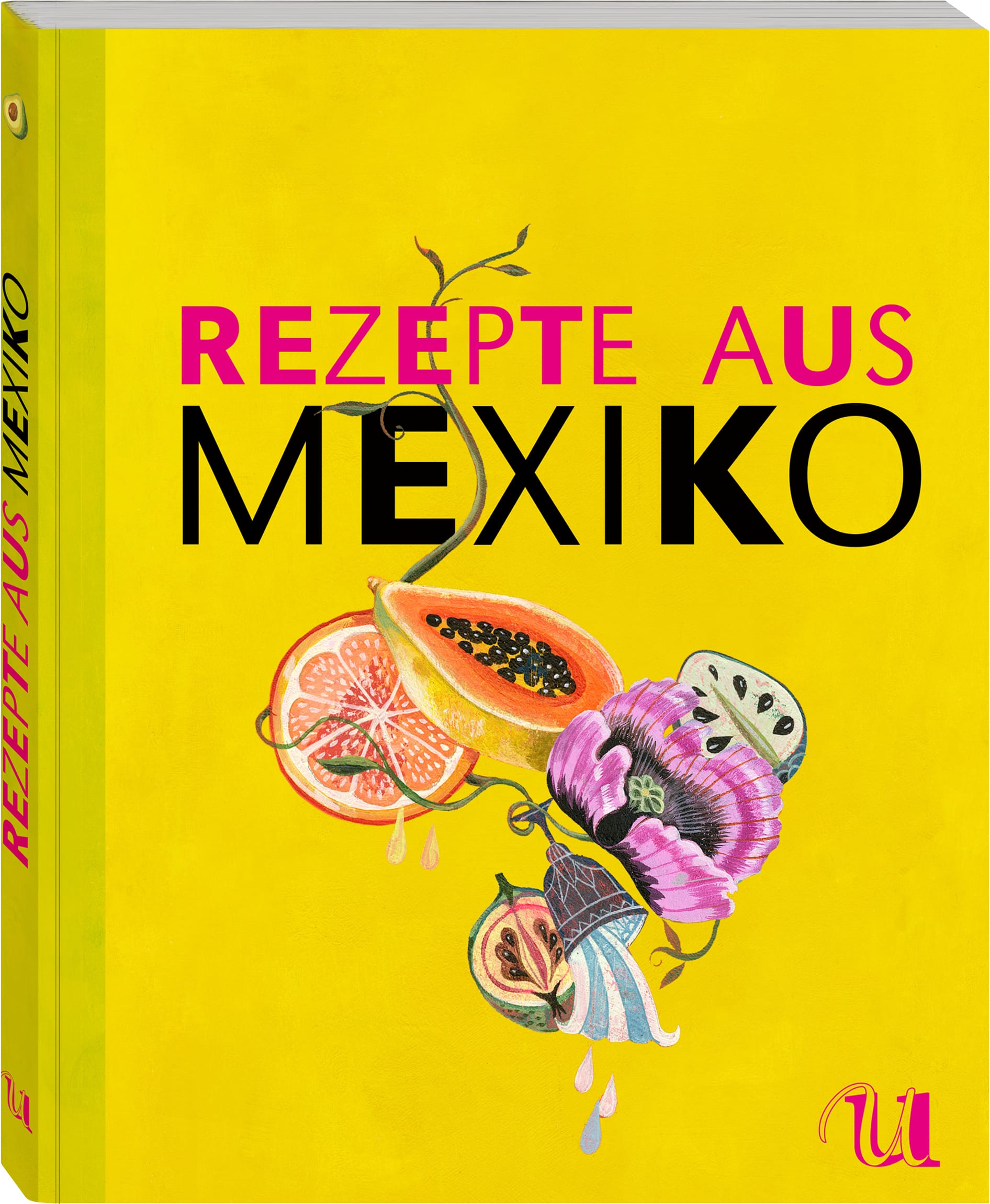 Gelbes Buchcover des Kochbuches rezepte aus Mexiko