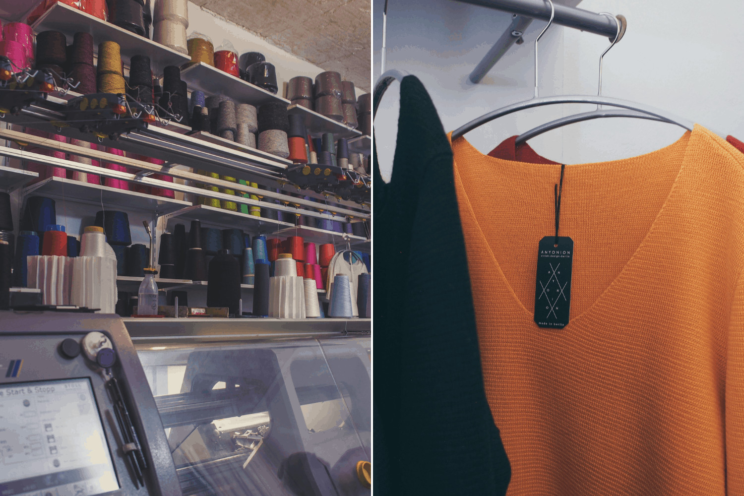 Strickmaschine im Anyonion Laden in Berlin-Neukölln