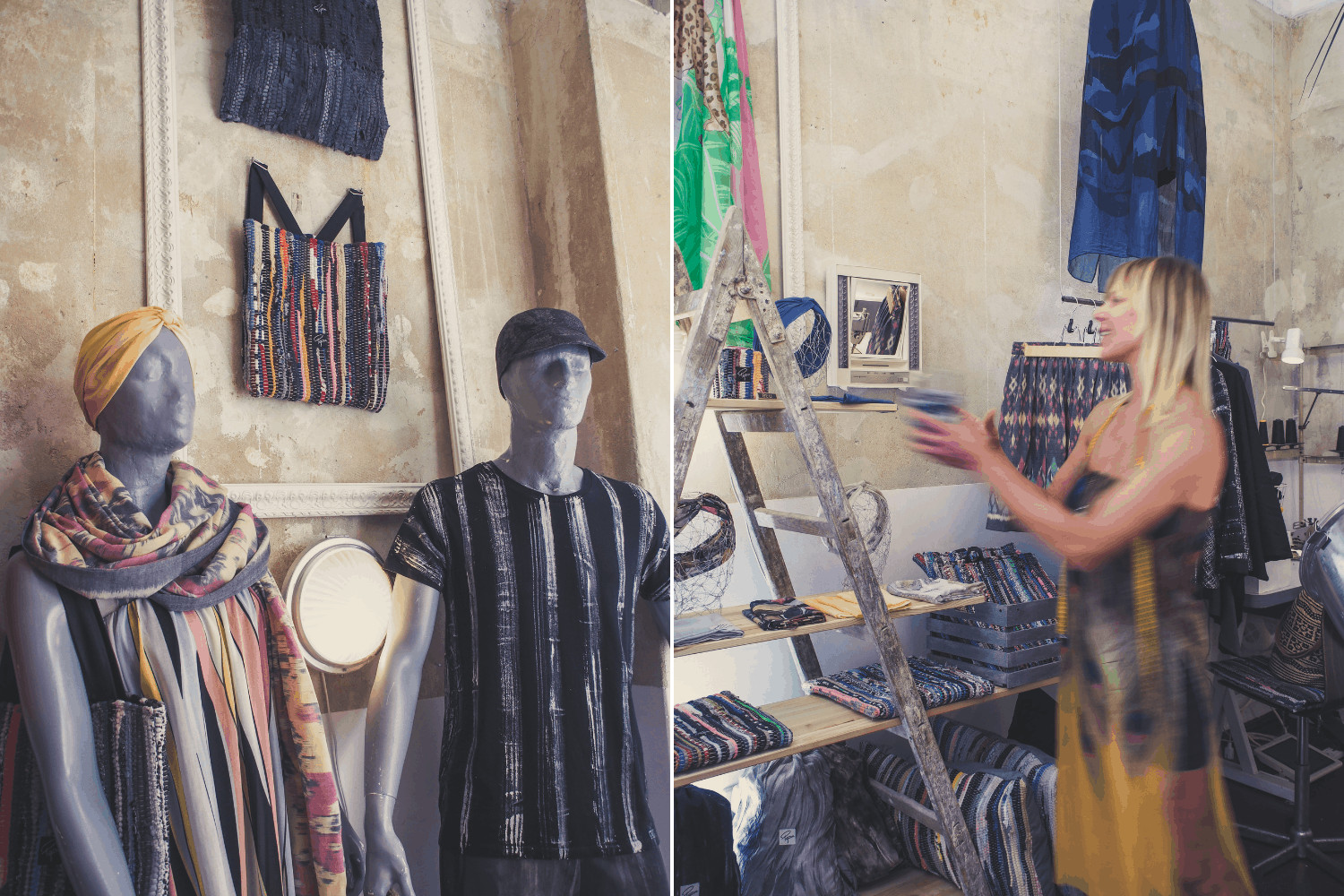 Bunte Kleidungsstücke im Popova Fashion Showroom