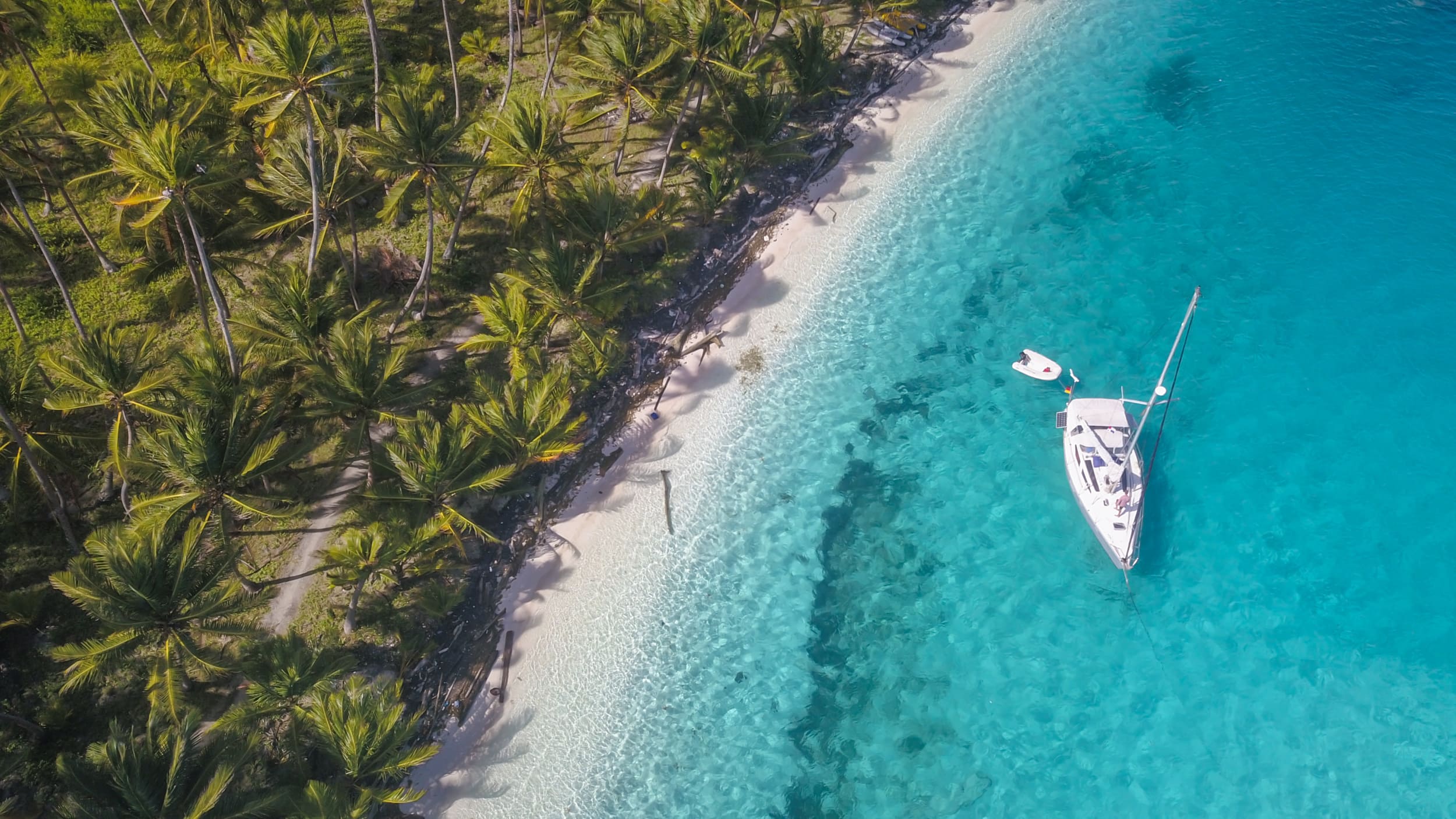 Strand der San Blas Inseln in Panama aus der Vogelperspektive