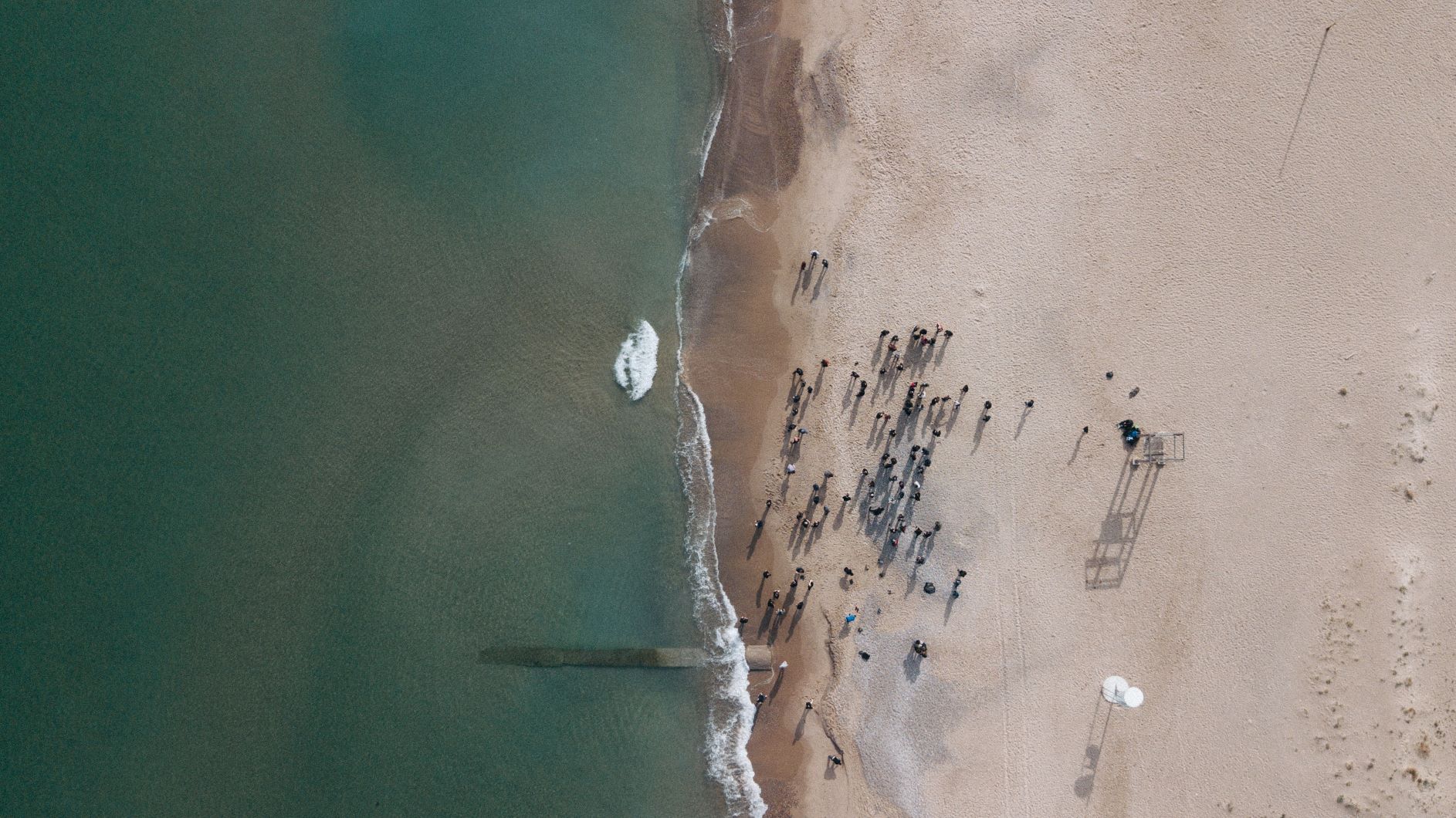Strand in Valencia aus Vogelperspektive