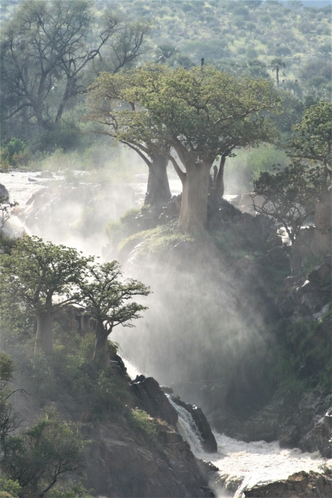 Die Epupa Falls krachen zwischen Namibia und Angola in die Tiefe.