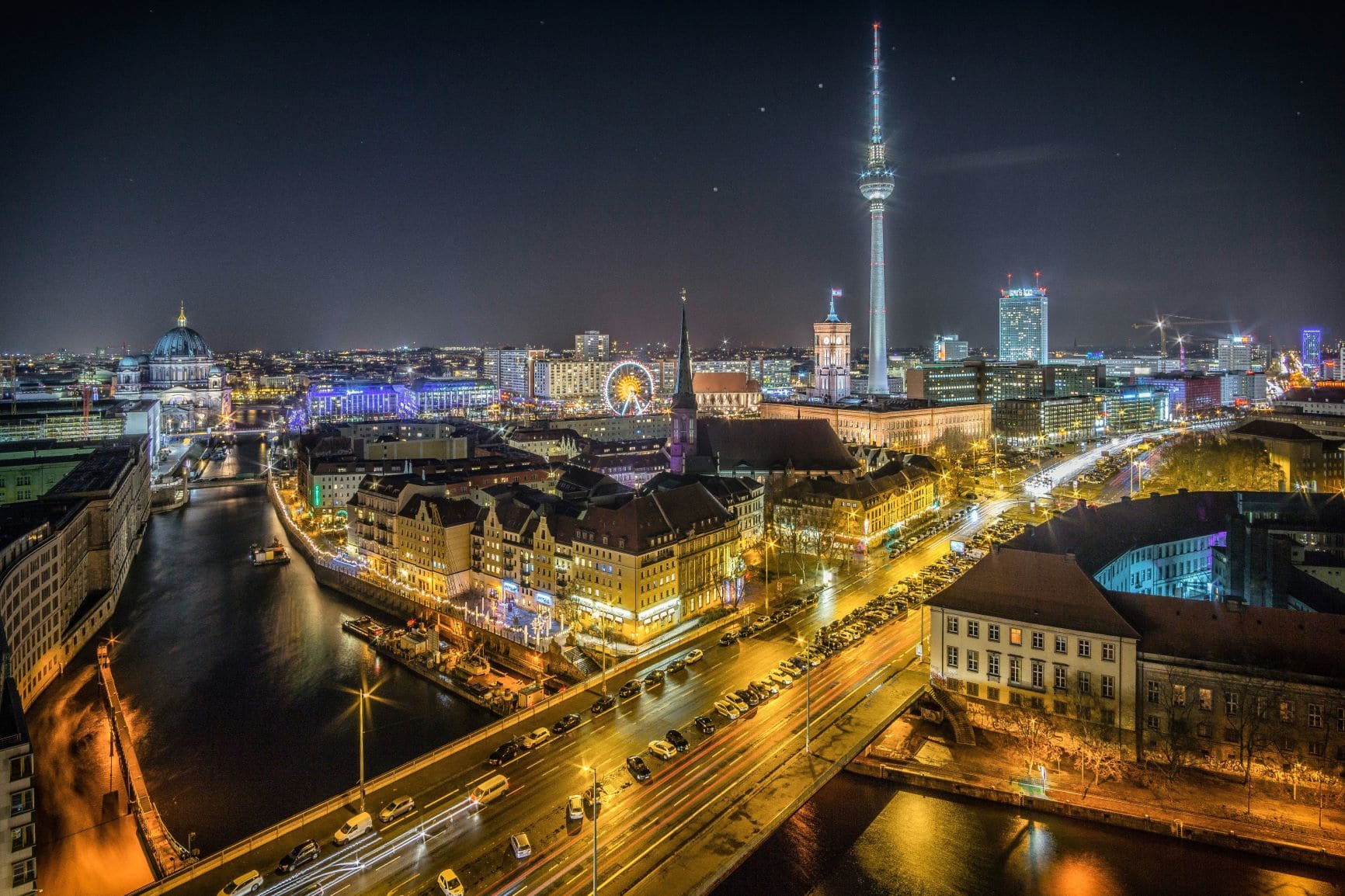 Berlin-Panorama bei Nacht