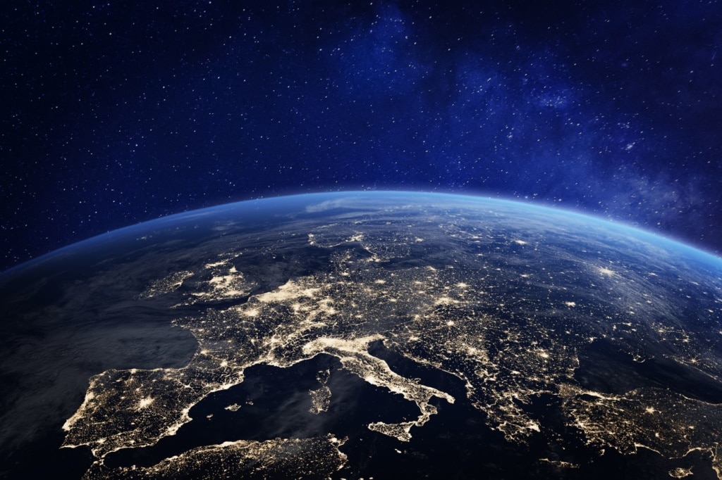 Blick aus dem Weltall auf Europa