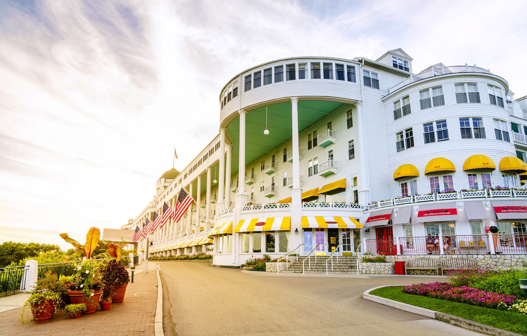 Fassade des grand Hotel auf Mackinac Island in den USA